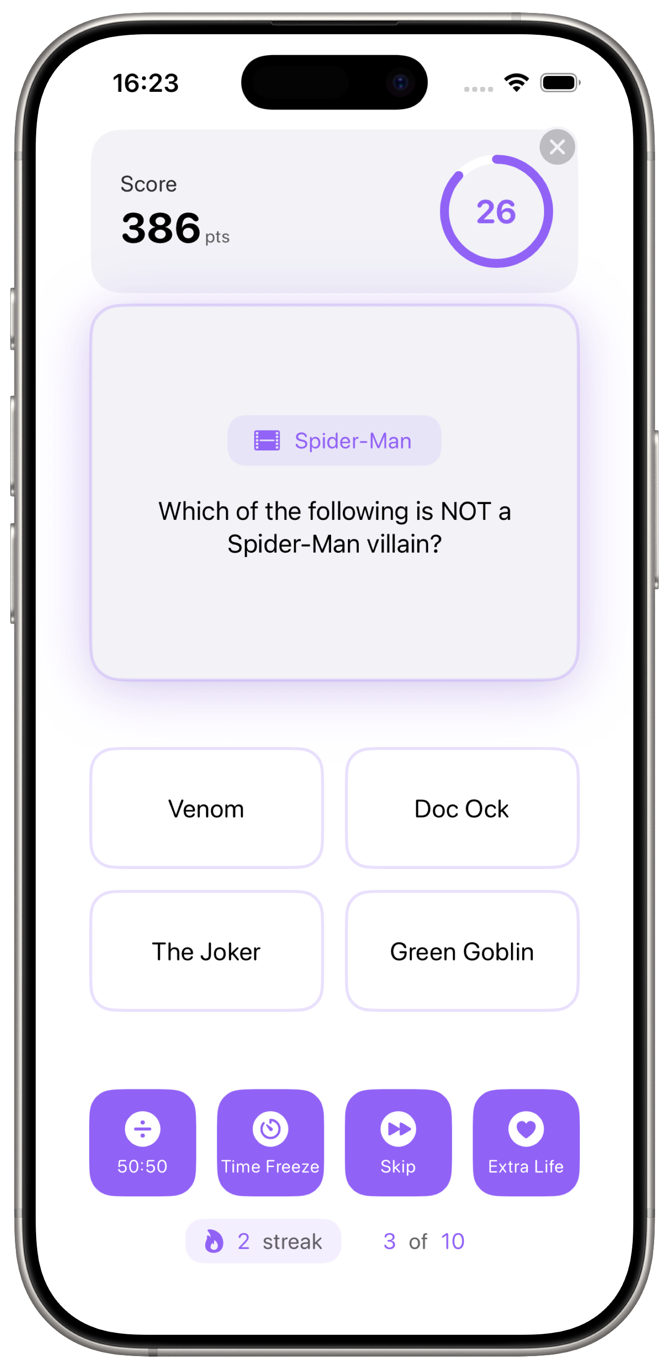 Synquizitive iOS app - 1-4 Player Quiz games powered by AI.